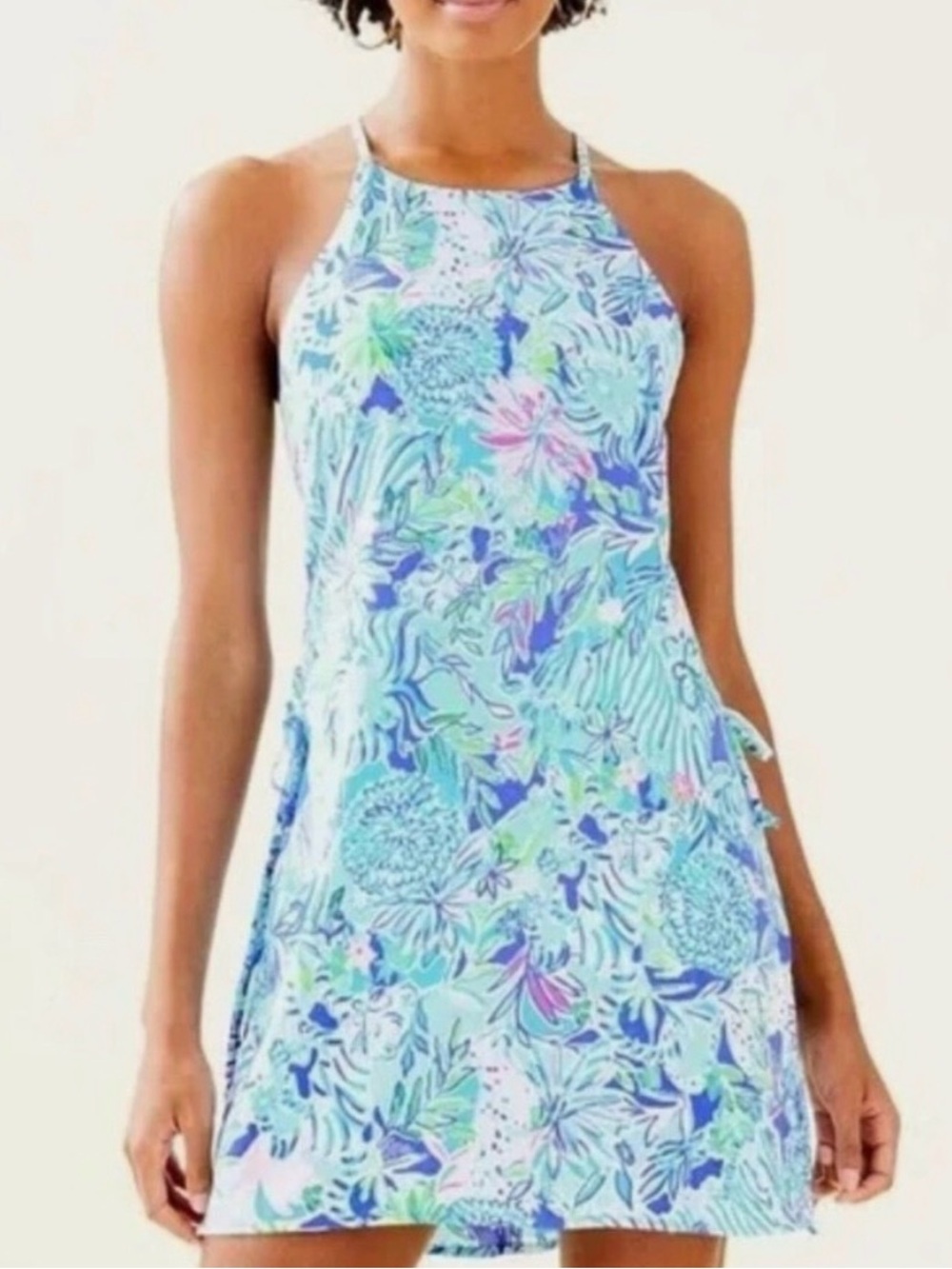 Lilly Pulitzer Lion Around Pearl Romper Dress Coastal Blue Size 00